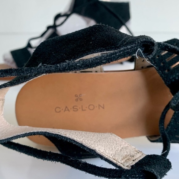 Caslon tassel Sandals, black suede, long laces that‎ cross cross around leg. 6.5 - Picture 5 of 10